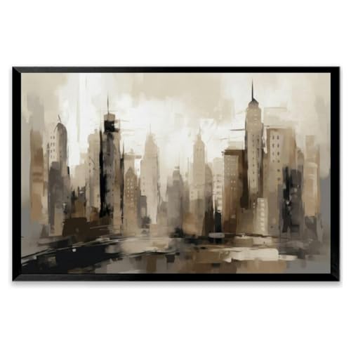 Abstract acrylic painting a city monochromatic color schemes beige Black