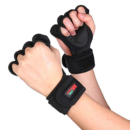 Luvas esportivas Lioobo para academia e musculação, luvas para treino de pulso – Tamanho M (preto)