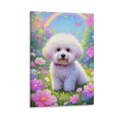 Toile murale Rainbow Dog portrait coloré pour une decoration de chambre