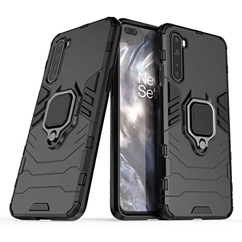 MRSTER Funda OnePlus Nord, Armor Funda con 360 Anillo Soporte, Anti-Arañazos con Absorción de Choque Resistente Carcasa Protectora para OnePlus Nord 5G. HB Black