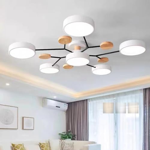 Bois Acryliquel Plafonnier Luminaire Moderne : Un Design Nordique Haut de Gamme à 1+5 Lampes