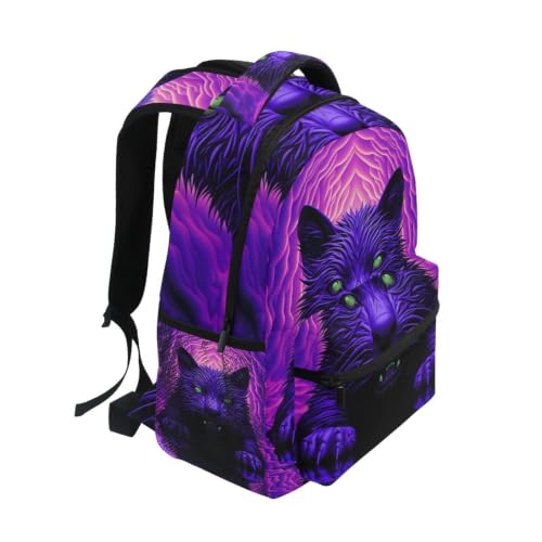 Cartable chat violet avec compartiment ordinateur pour ado - 2