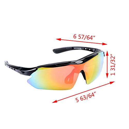 Anti Glare Scratch Black Frame Outdoor 5 Color Changeable Lenses Uv400 Polarized Sunglasses Glasses Complete Set + Carrying Case With Hook #TOP3