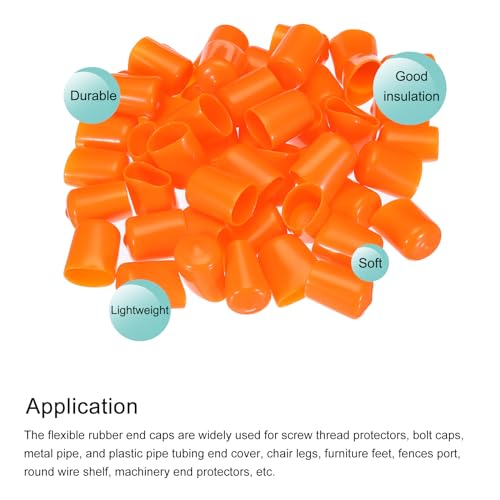 Image of MECCANIXITY 50pcs 19mm(3 /4 inch) Rubber End Caps Cover PVC Vinyl Screw Thread Protector Round Wire Shelf Caps for Screw Bolt Pipe Fence Post, Orange