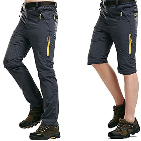LHHMZ Mens Outdoor Hiking Trousers Convertible Breathable Lightweight Quick Dry Trousers Shorts Casual Walking Climbing Cycling Trousers Grey Cover