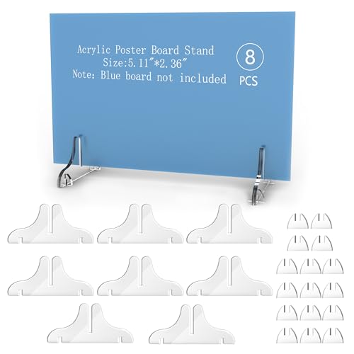 Acrylic Poster Board Stand Holder 8 Pcs Foam Board Stands For Display Table Top Sign Menu Double-Sided Desktop Flyer Holder For Picture Paper Frame Home Office Restaurants Store Retail Show Fai