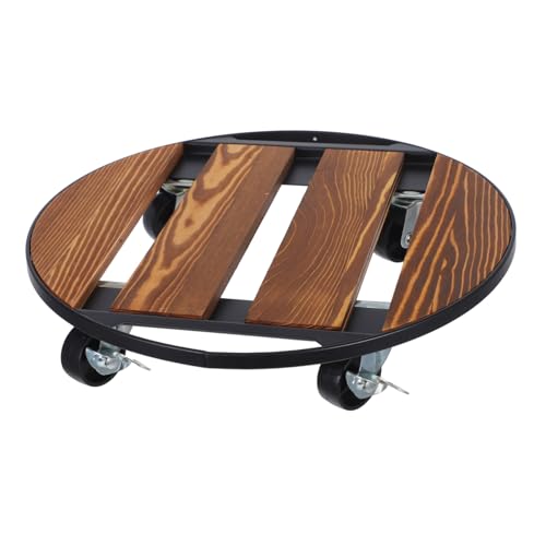 iplusmile Supporto per Fioriera con Ruote in Legno Portavasi Rotondo Pesante Base Mobile per Piante da Esterno Carrello con Resistente Sottobicchiere per