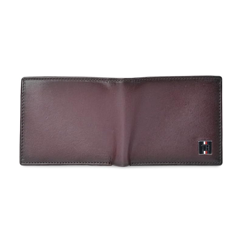 Image of Tommy Hilfiger Men's Leather Global Coin Wallet Gistel - Wine | Slim Bifold with 4 Card Slots, 2 Bill CompartMen'sts & 6-Month Warranty | Stylish Purse for Men's