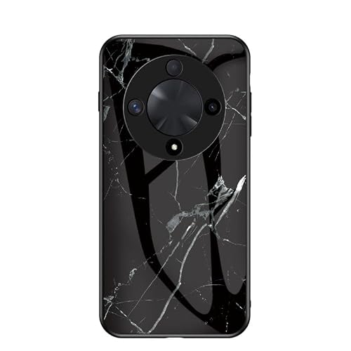 Jiajihua Cover Compatible with Honor Magic5 5G 【PC Panel+Tempering Glass+TPU Silicone】 3 in 1 Shockproof Phone Case Black