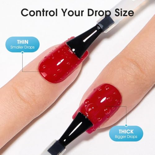 Image of THR3E STROKES Water Drop Gel Top Coat, 3D Rain Drop Effect Non-Wipe Glossy Shiny Nail Art Top coat, DIY Bubble Ice Dew Soak Off UV LED Gel Nail Polish at Home -7.5ML
