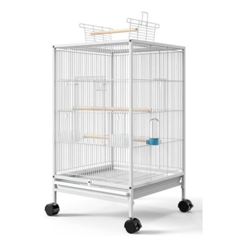 Bxzzuis鳥かご 鳥ケージ 大型 豪華ケージ 大きい 鳥小屋 鳥カゴ ハンドル付きの耐久性のあるワイヤーオウムケージ セキセイインコ インコ オウムケージ (パッケージ1,ホワイト)