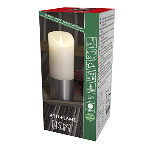 - Candele a batteria 3D Living Light a tremolante in movimento fiamma candela vera cera 4 o 8 ore funzione timer 1822-300 argento 17.5 x 7.5 cm