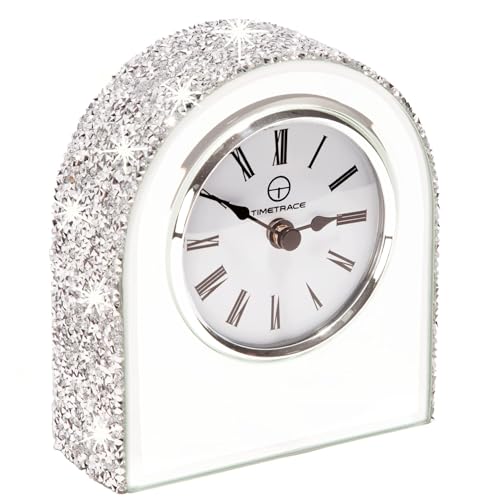 Reloj de mesa de cristal de espejo y diamantes, accesorio de 13 cm antidecoloración 2
