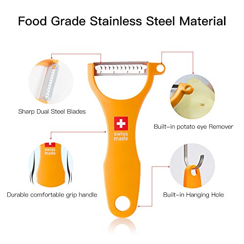 Eozoe Original Swiss Julienne Peeler, Y-Shaped Stainless Steel Julienne Peelers For Making Salads And Veggies (1 Pcs, Julienne, Orange) #TOP1