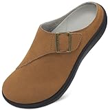 LeIsfIt Womens Wide Clogs Adjustable Slip on Mules & Clogs Diabetic Clog Slippers Wide Width Potato Shoes for Swollen Edema Feet Brown Size 8