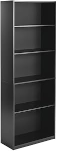 Mainstay` 71" 5-Shelf Standard Bookcase (Black)