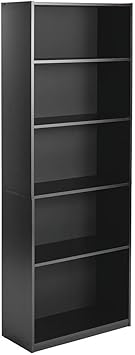 Mainstay` 71" 5-Shelf Standard Bookcase Black
