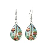 Qualitativ hochwertig. Art Gemälde Glas-Cabochon Ohrringe für Mode Frauen Kunst Blume Foto Haken Ohrring handgefertigt Modeschmuck