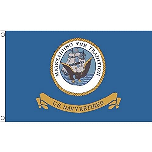 AZ FLAG, Usa Navy Retired Flag, 3x5 Ft, 100D Polyester American Army Banner with Two Metal Grommets, Fade Resistant