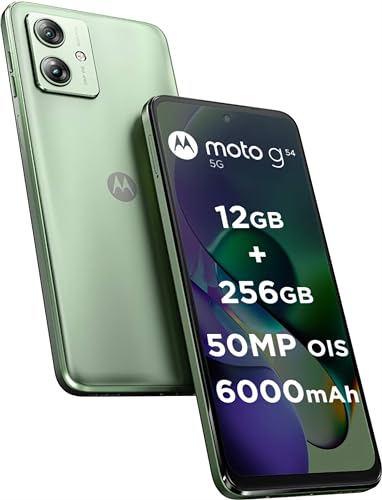 Image of Motorola G54 5G (Mint Green, 12GB RAM, 256GB Storage) | MediaTek Dimensity 7020 Processor | 6000mAh Battery with 30W Turbocharging | 50 MP OIS Camera with UltraPixel Technology | 6000 mAh Battery