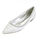 [Design] Damen spitze Zehe Satinspitze Ballerinen flache Hochzeit Brautschuh Ballett mit Strass, weiche bequeme Einlegesohle, langlebig und Anti Gummisohle, 1,5 cm gewickelten flache Ferse perfekt hält die Balance zwischen elegence und Komfort, läßt jeden Schritt alle entspannt und komfortabel pumpt.