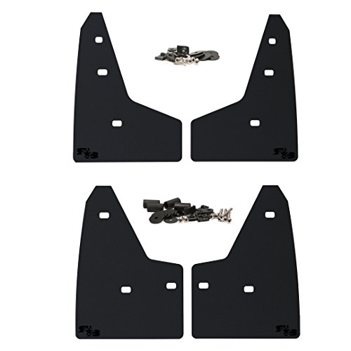 RokBlokz Mud Flaps for 2016-2018 Ford Focus RS - Set of 4 - Multiple Colors Available - Mud Guards are Custom Cut and Fit - Includes All Mounting Hardware (Black with Black Logo)