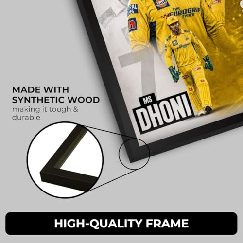 Image of Funk You Store MS Dhoni Framed Poster | Thala Captain Dhoni 7 Wall Art | CSK Edition | Cricket Legend | Premium Sports Decor for Cricket Fans | Motivational Wall Poster (F 180)