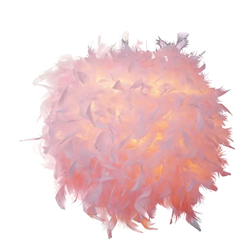 LOLYSIC Pink Feather Light Shade 30cm Fluffy Lampshade Shade for Ceiling Pendant Light Table Lamp Floor Lamps Pink Feather Lightshade for Living Room Bedroom