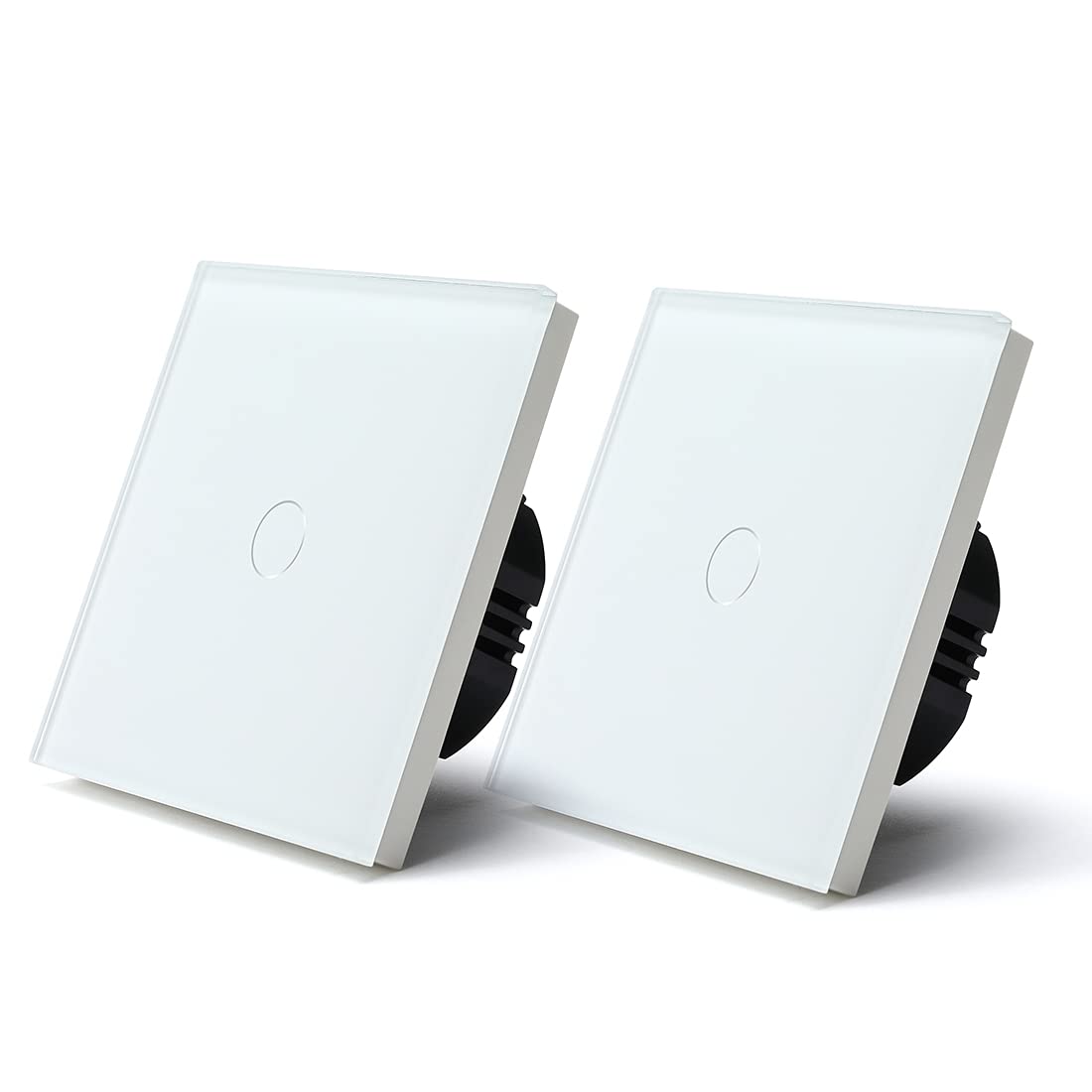 Interruptor Tactil, Interruptor Tactil Pared 1 GANG 2 WAY TOCK CONTROL DE TOQUE 2 Paquetes Interruptor de luz Blanco Interruptor impermeable del interruptor de la clase dorada de oro(White)