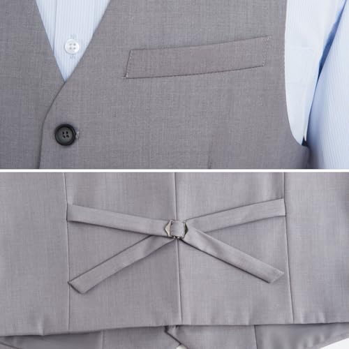 Mens Formal Waistcoat, Gray Plus Size Loose Suit Vest Sleeveless V Neck, Business Casual Fat Men Dress for Tuxedos Wedding,8XL, Light Gray3