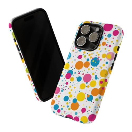 Coque iPhone 15 Pro rigide brillante blanche anti-rayures à pois - 2