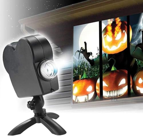 Projecteur holographique Halloween avec trépied, 12 modèles décoratifs