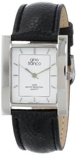 gino franco Mens 924BK Square Stainless Steel Genuine Leather Strap Watch (B001NDH0JC) Amazon Price History, Amazon Price Tracker