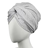 CONAIR Cotton Hair Towel Wrap & Twist for Women, Fast Drying Ultra-Absorbent Hair Plop for All Types and Lengths, Turban-Style Cotton Towel Helps Maintain Natural Curl Style, Gray