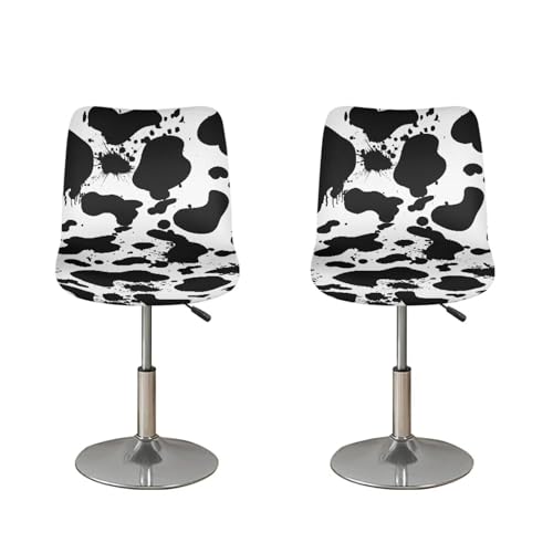 Image of Cow Scrawl Bar Stool Seat Covers Waterproof Elastic Height Mid Low Back Chair Protector Stain Resistant Bar Stool Covers with Backs Set of 2
