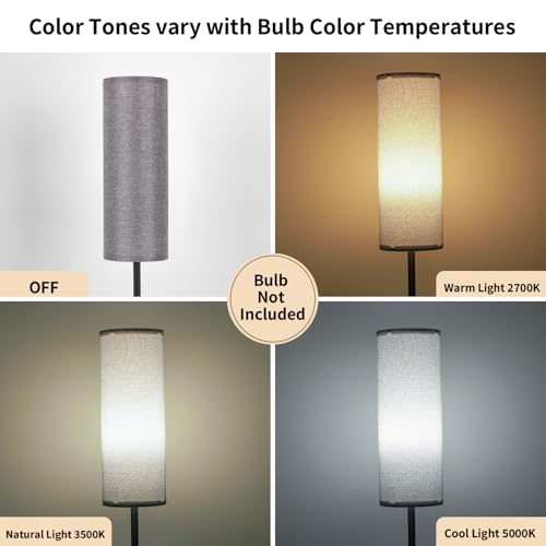 Image of FRIDEKO HOME Grey Shade Floor Lamp, Simple Design with Foot Pedal Switch, Small Tall Lamps for Living Room Bedroom Office, Corner Floor Stand Light with Black Pole Lamp (No Bulb /No Remote)
