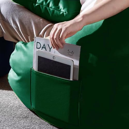 Image of IVIKA Bean Bag with Stool & Cushion | XXXXXL Size Premium Leatherette Bean Bag for Gaming, Living Room & Bedroom (5XL - Miltary Green)