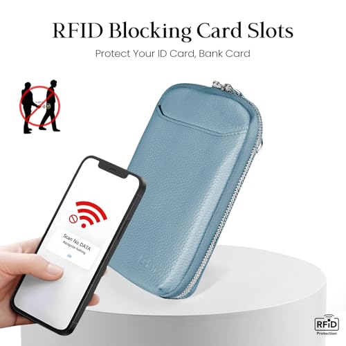 Image of befen Genuine Leather Crossbody Cell Phone Purse for Women, Small Zip Around RFID Blocking Crossbody Wallet Bags