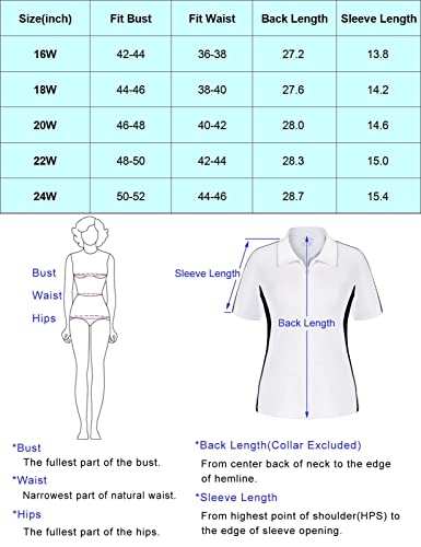 Hanna Nikole Women's Polo Shirts Short Sleeve Color-Block Fold Collar Zip Up Athletic Golf Apparel 18W Black #TOP6