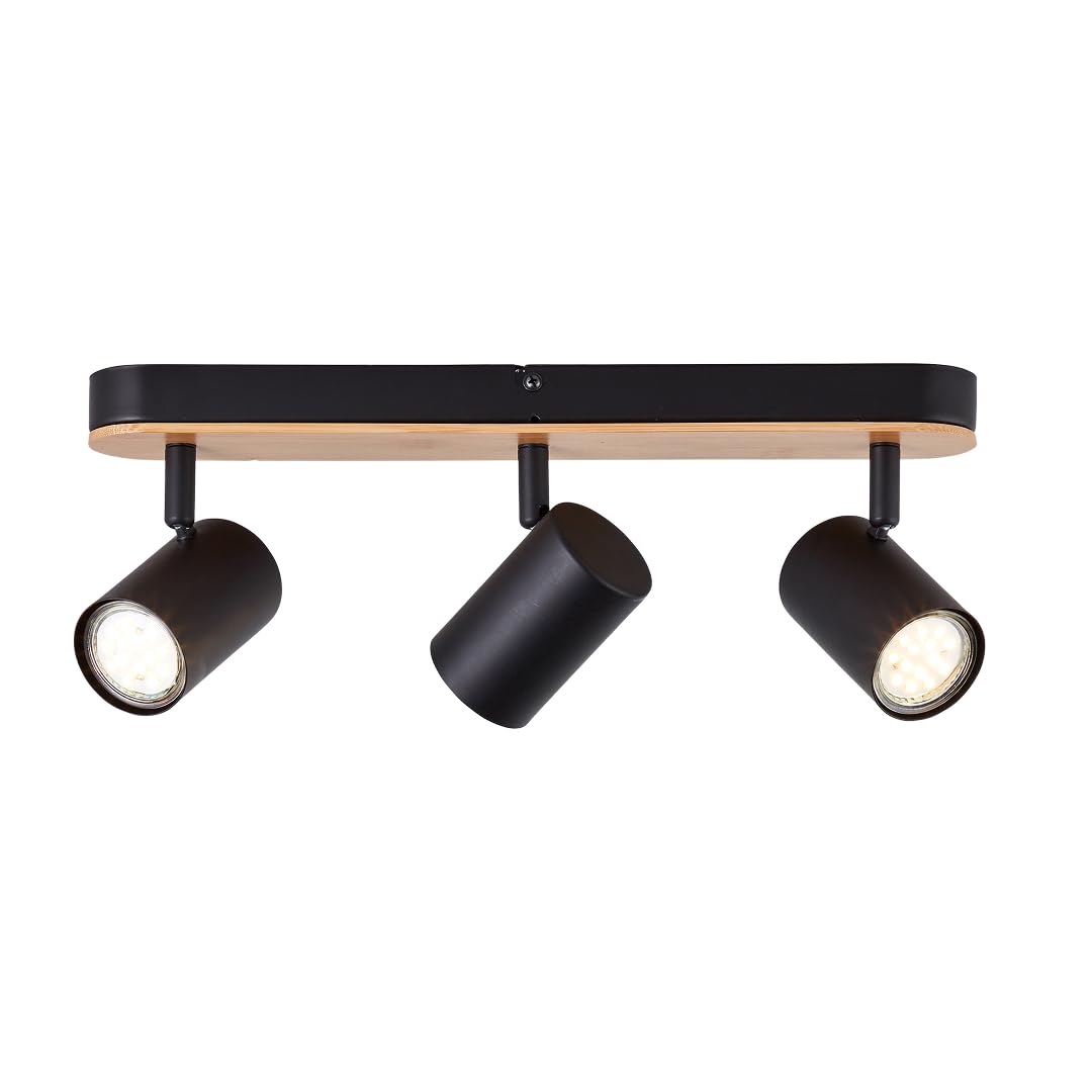 Brilliant Niels LED Spotbalken 3-flammig Schwarz Bambus GU10