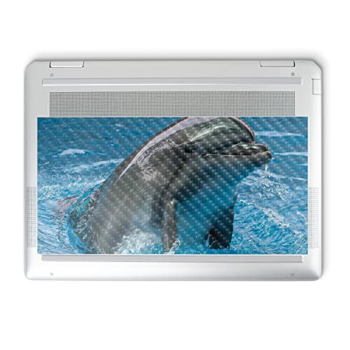 Image of MightySkins Carbon Fiber Skin Compatible with HP Spectre x360 14 inch (2022) Full Wrap Kit - Dolphin Greeting | Protective, Durable Textured Carbon Fiber Finish | Easy to Apply | Made in The USA