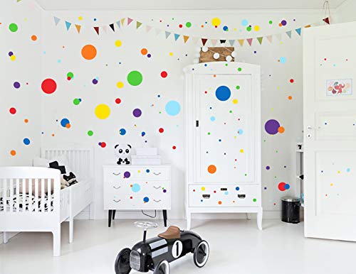 Mozamy Creative Dots Wall Decals (175 Count) Primary Colors Dots Decals Rainbow Colors Polka Dot Decor Kids Wall Decals Classroom Wall Decals Playroom Wall Decor #TOP1