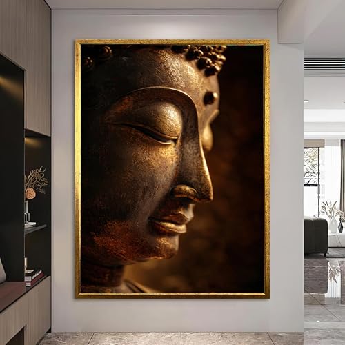 Statue de Bouddha impression zen dorée peinture chic maison