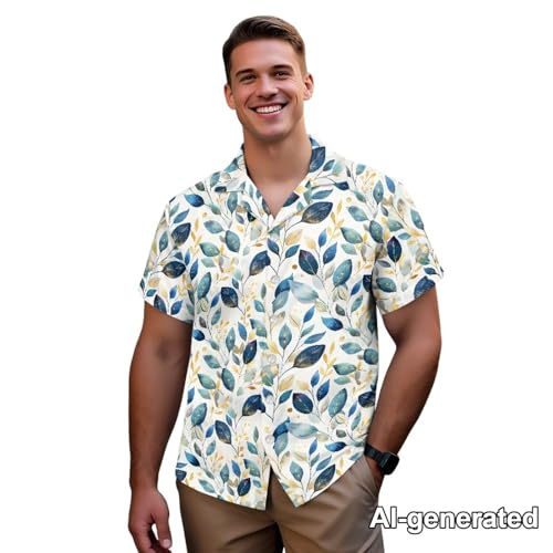 Image of Hawaii Matching Couple Outfits Husband and Wife Clothing Fashionable Mens Casual Shirts Hawaii Dress with Soft Fabric
