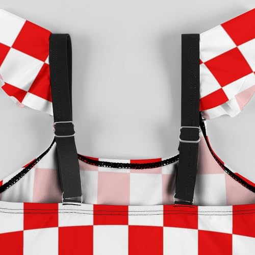 Image of Girls One Piece Swimsuit Polka Dots Ruffles Swimwear Bathing Suits 3-12 Years