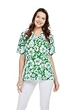 Hawaiian Print Cotton 2 Pockets Scrub Top in Classic Hibiscus Green XL