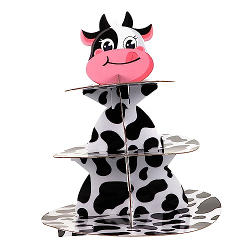 Cabilock Soporte De Cupcakes Forma De Vaca Torre De Postres Suministros De Fiesta Para Cumpleaños Estilo Vaca Lola