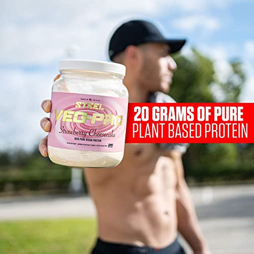 Steel Supplements Veg-PRO | Vegan Protein Powder, Strawberry Cheesecake | 25 Servings (1.65lbs) | Organic Protein Powder with BCAA Amino Acid | Gluten Free | Non Dairy | Low Carb Formula - Image 6