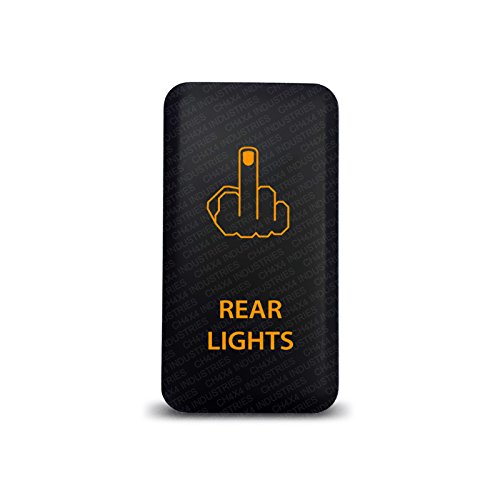 CH4X4 Push Switch for Toyota Tacoma, FJ Cruiser, Land Cruiser, Fortuner, Hilux, 4Runner, Prado 12V 3Amp - Rear Lights Symbol - Amber LED