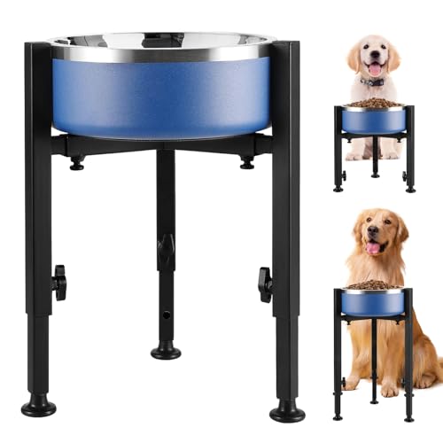 Ciotola per cani rialzata, 4 altezze regolabili, ciotola rialzata, supporto per cani, in metallo, per animali domestici di medie e grandi, stabile e antiscivolo (solo supporto)